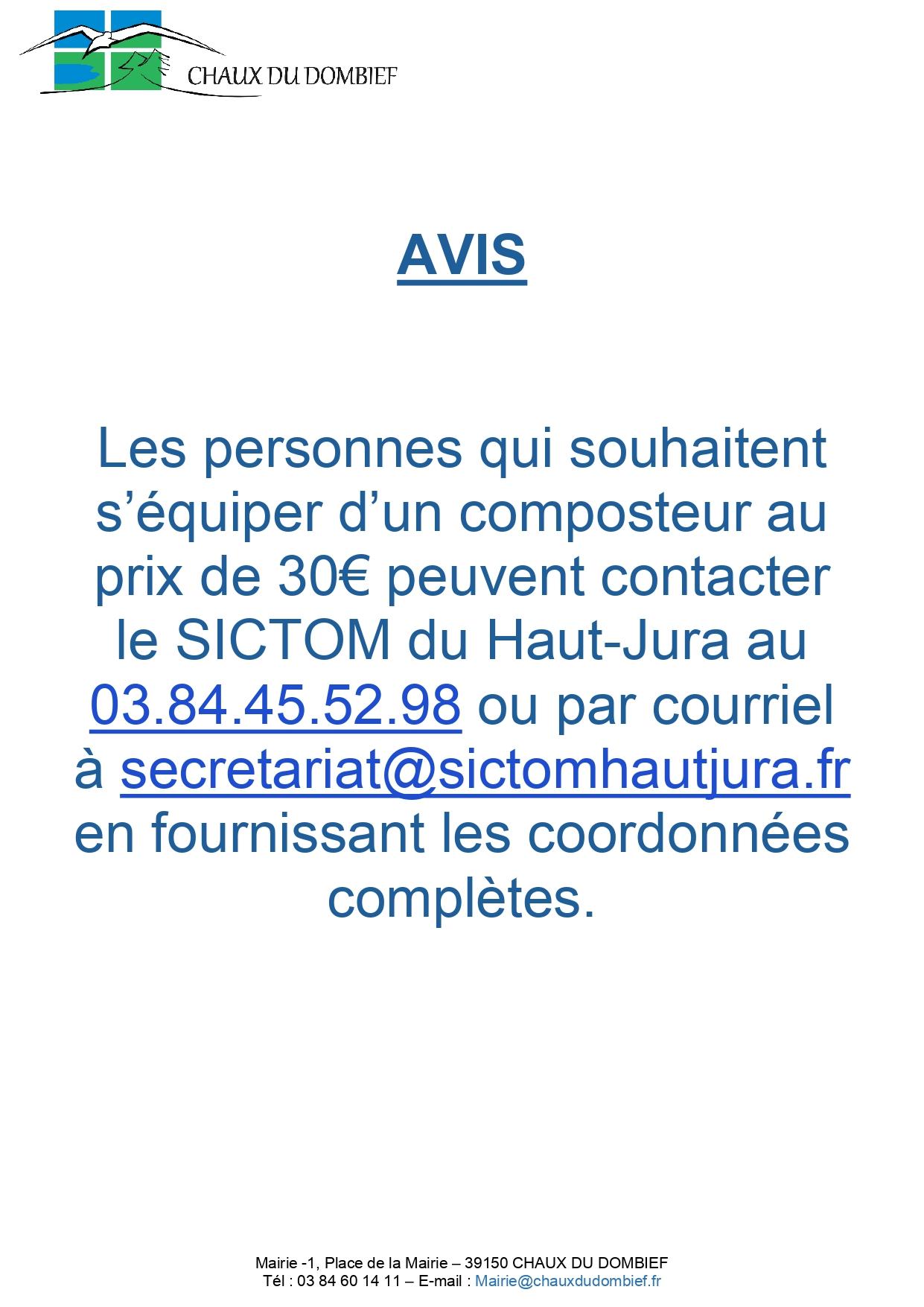 Avis Sictom du Haut-Jura