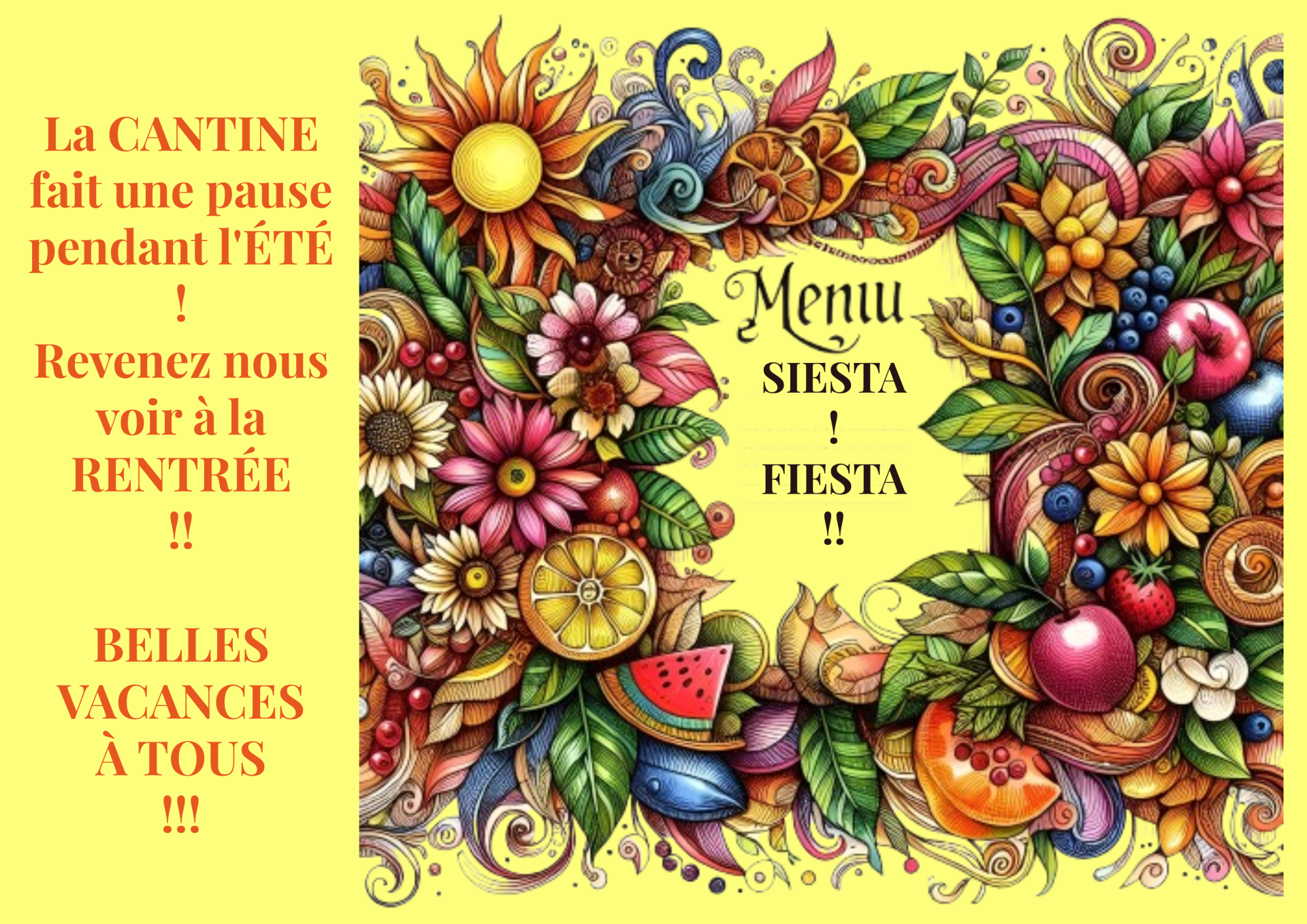 Menu vacances fiesta