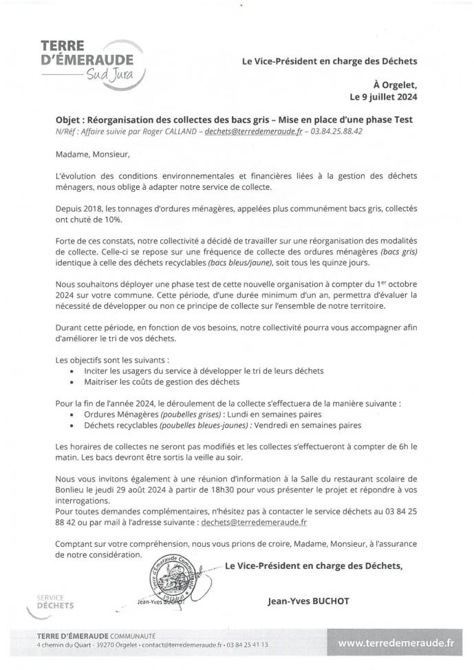 Reorganisation collectes bacs gris