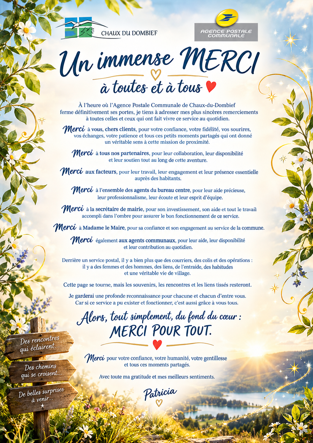 Un immense merci au village